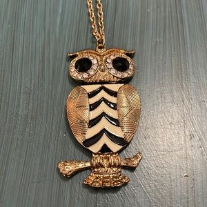 Gold + Black Owl Necklace
